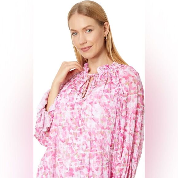 Vince Camuto Pleated Mesh Peasant Blouse - Picture 11 of 12